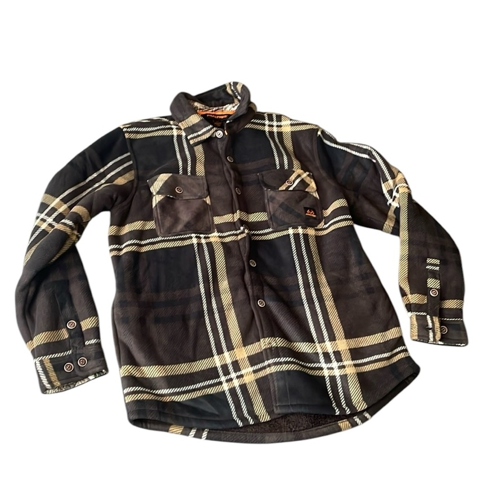 Realtree Mens Sherpa Plaid Flannel Jacket